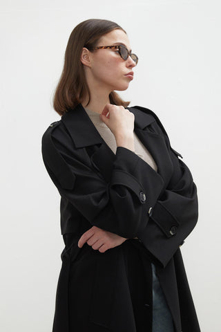 Premium Oversize Trençkot Siyah