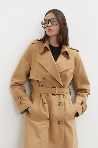 Diana Double-Breasted Fit Trench Coat Camel