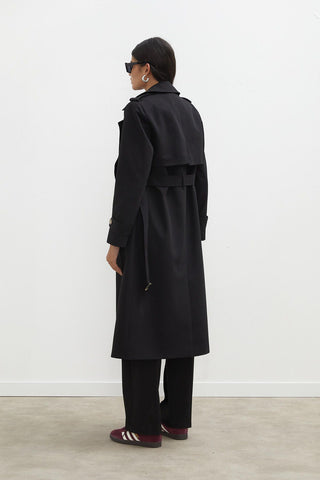 Diana Double-Breasted Fit Trench Coat Black