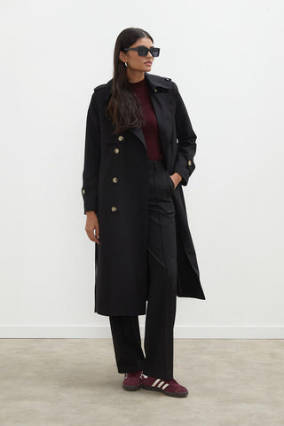 Diana Double-Breasted Fit Trench Coat Black