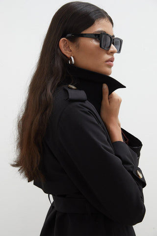 Diana Double-Breasted Fit Trench Coat Black