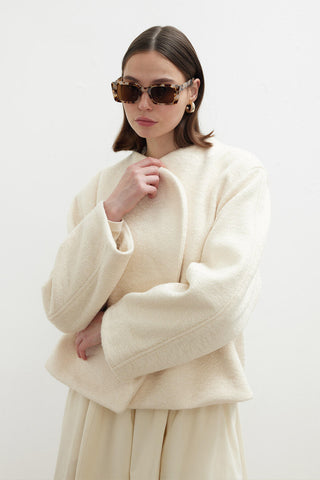 Jacqueline Kısa Kaşe Kaban Ekru