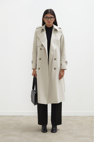 Diana Double-Breasted Fit Trench Coat Stone