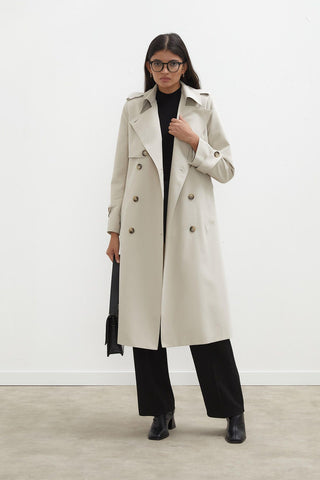 Diana Double-Breasted Fit Trench Coat Stone