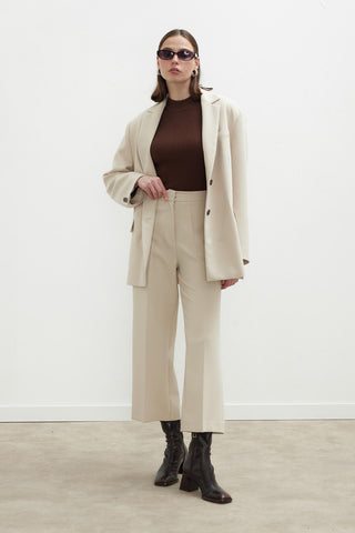 Sandy Straight Fit Culotte Trousers Stone