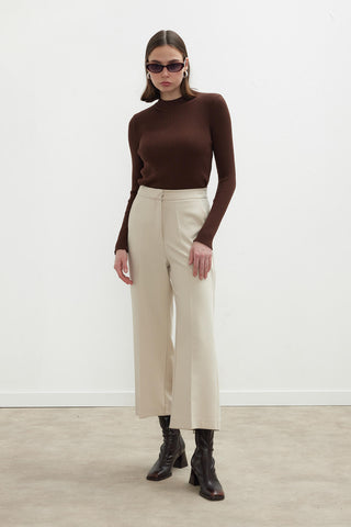 Sandy Straight Fit Culotte Trousers Stone