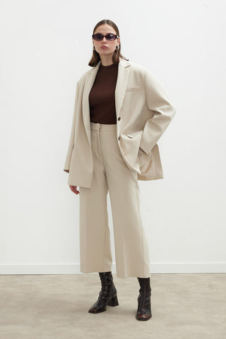 Sandy Straight Fit Culotte Trousers Stone