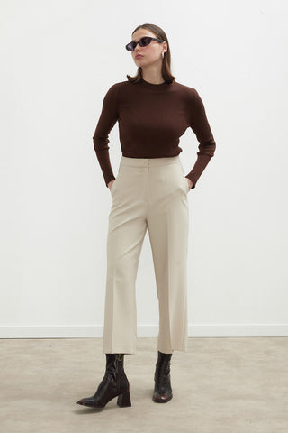 Sandy Straight Fit Culotte Trousers Stone