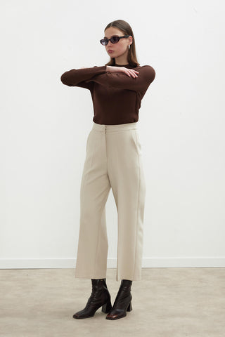 Sandy Straight Fit Culotte Trousers Stone