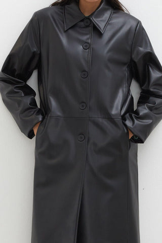 Hailey Leather Trench Coat Black