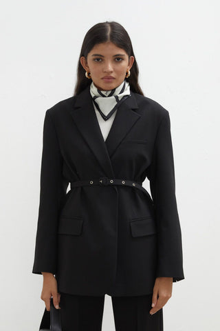 Belted Blazer Jacket Black