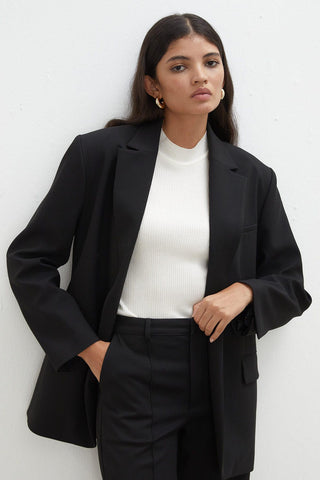 Belted Blazer Jacket Black