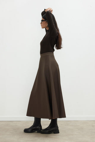 Miranda Flared Scuba Skirt Khaki