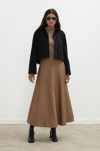 Miranda Flared Scuba Skirt Camel