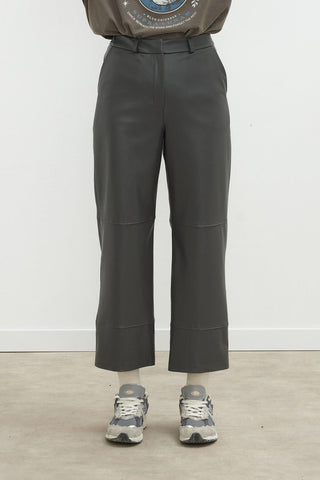 Leather Flare Trousers Anthracite