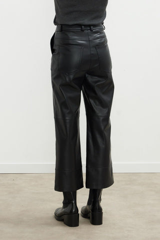 Leather Flare Trousers Black