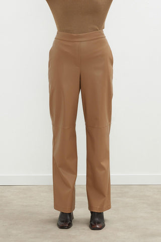 Leather Palazzo Trousers Camel