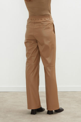 Leather Palazzo Trousers Camel