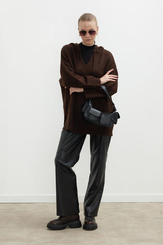 Leather Palazzo Trousers Black