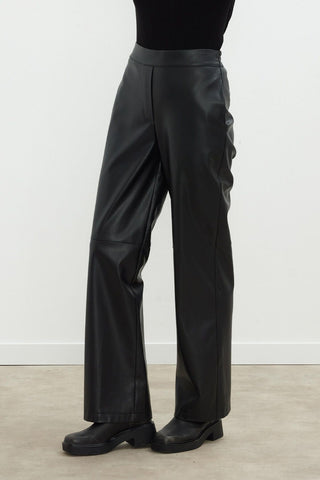 Leather Palazzo Trousers Black