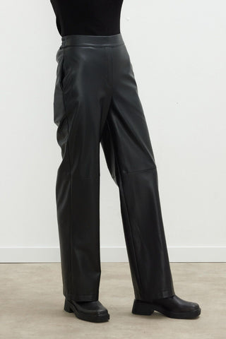 Leather Palazzo Trousers Black