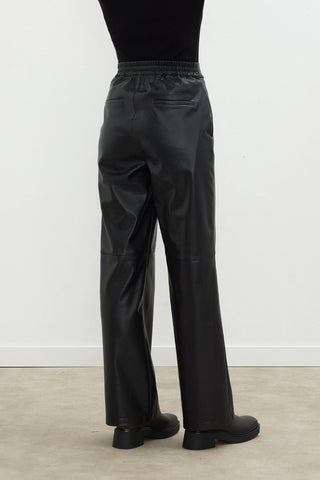 Leather Palazzo Trousers Black