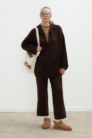 Cozy Knit Trousers Dark Brown