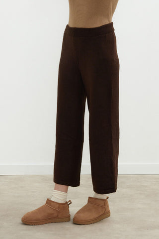 Cozy Knit Trousers Dark Brown