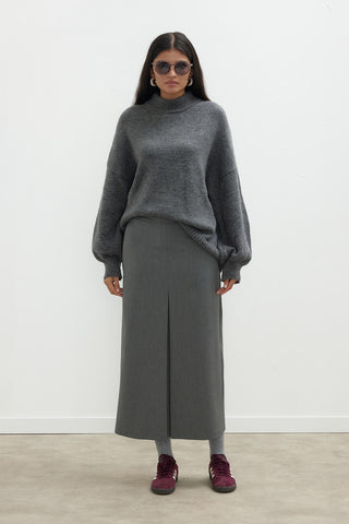 Premium Pleated Pencil Skirt Grey