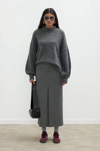 Premium Pleated Pencil Skirt Grey