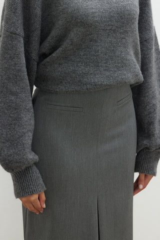 Premium Pleated Pencil Skirt Grey
