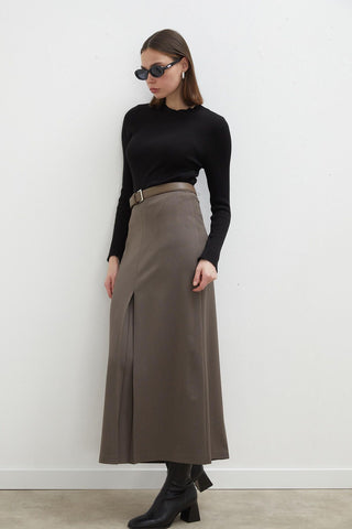 Premium Pleated Pencil Skirt Mink