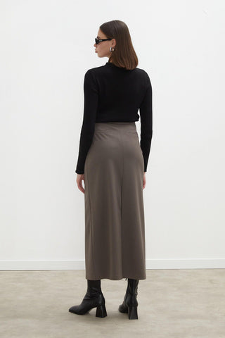 Premium Pleated Pencil Skirt Mink