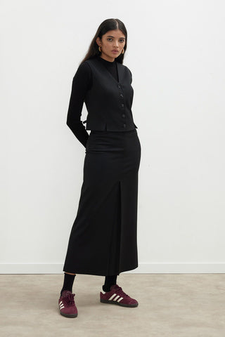 Premium Pleated Pencil Skirt Black