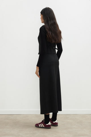 Premium Pleated Pencil Skirt Black