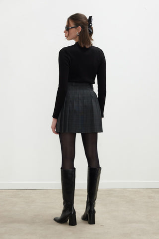 Short Pleated Skirt Plaid