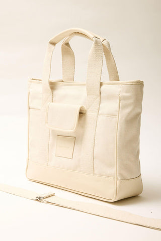 Multi-Pocket Midi Canvas Bag Natural