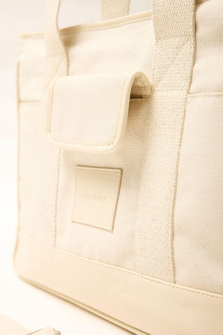 Multi-Pocket Midi Canvas Bag Natural