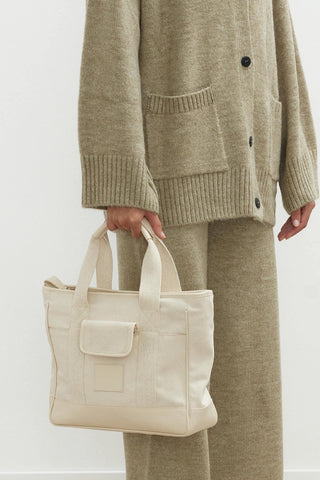 Multi-Pocket Midi Canvas Bag Natural