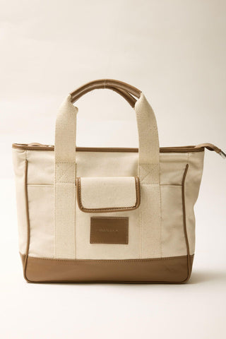 Multi-Pocket Midi Canvas Bag Camel