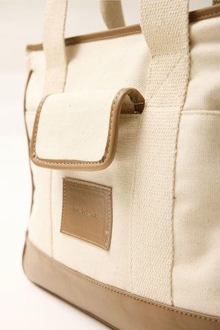 Multi-Pocket Midi Canvas Bag Camel