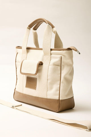 Multi-Pocket Midi Canvas Bag Camel