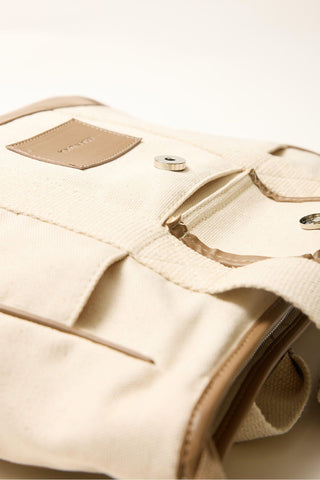 Multi-Pocket Midi Canvas Bag Camel