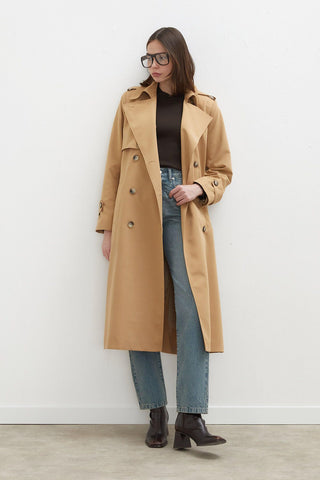 Diana Double-Breasted Fit Trench Coat Camel