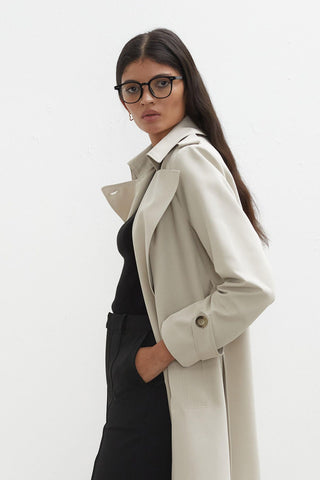 Diana Double-Breasted Fit Trench Coat Stone