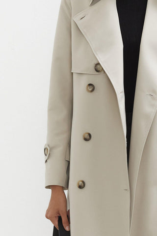 Diana Double-Breasted Fit Trench Coat Stone