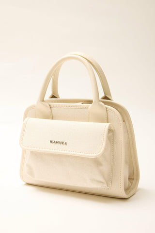 Pocket Midi Size Canvas Bag Beige