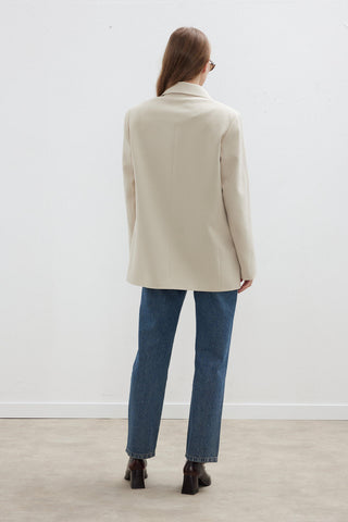 Double-Breasted Classic Blazer Jacket Beige