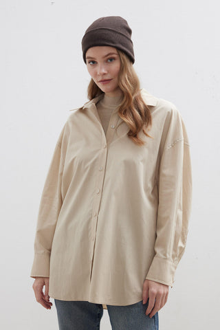 Oversize Basic Shirt Beige