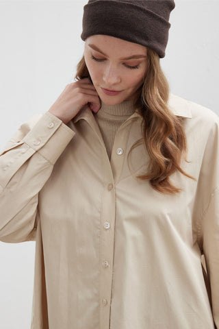 Oversize Basic Shirt Beige